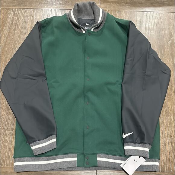 $230 Nike Team Green Letterman Jacket Full-Snap Men's Size XXL DJ5971-341 - Picture 1 of 11